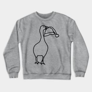 Gaming Goose Steals Christmas Santa Hat Line Drawing Crewneck Sweatshirt